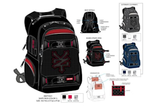 design bag tech pack, handbag design bag tech pack tote bag purse flat sketch