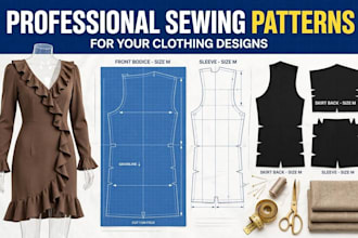 design custom sewing patterns draft clothing patterns and convert sketch to PDF