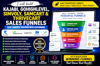 build kajabi gohighlevel simvoly samcart and thrivecart funnels