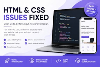fix HTML CSS javascript web layout and responsive design issues