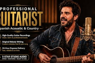 write record original spanish acoustic male country guitar, compose custom song