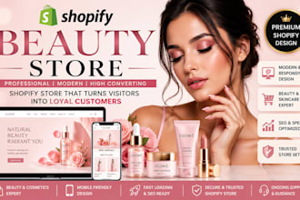 design a shopify beauty store, skincare website and cosmetics store