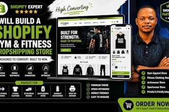 build a high converting shopify fitness store, gym website and activewear store