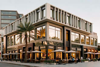 revit3d commercial retail apartment,mix used building,office design,cgi exterior