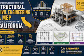 design  civil structural and engineering and mep plans for california permit