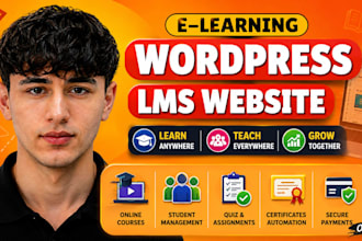 build wordpress elearning lms website with learndash, learnpress and buddyboss