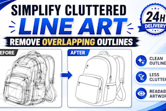 simplify cluttered line art and remove unwanted overlapping outlines