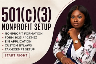 register your 501c3 nonprofit, prepare bylaws, ein and form 1023