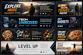 design professional streaming banner, thumbnail, channel art