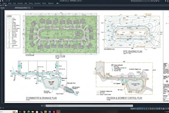 site plan, site grading plan, stormwater, drainage plan, erosion plan, autocad