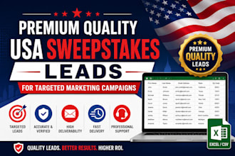 provide first hit sweeps leads, bank leads, gambler leads for USA or any niche