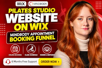 build a pilates studio website on wix, mindbody appointment booking funnel