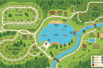 create vector maps for rv parks, campgrounds, resorts and events