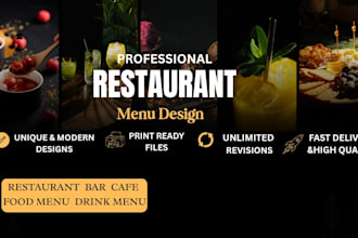 design a professional restaurant menu