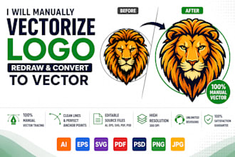 manually vectorize logo, redraw and convert to vector