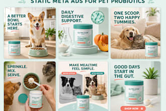 design high converting meta ads for pet supplement brands