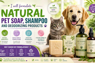 formulate natural pet soap, shampoo and deodorizing products