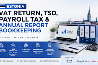 do estonia vat return, tsd, payroll tax and annual report bookkeeping