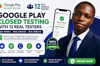 12 real testers for google play closed testing