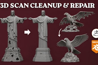 repair stl files, clean 3d scans and fix meshes for 3d printing, 3d model repair