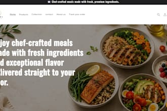 build meal prep shopify store, food delivery website, catering website meal prep