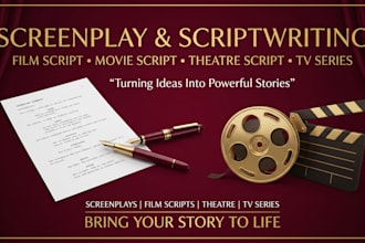 screenplay scriptwriting film script movie script, theatre script and tv series