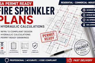 prepare fire sprinkler plans and hydraulic calculations for usa permit