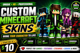 design a unique custom minecraft skin for your character