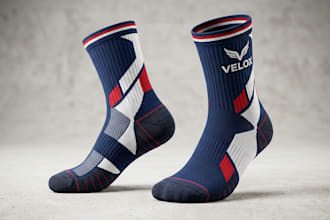 create custom 3d socks design, 3d socks rendering, 3d socks model, product model