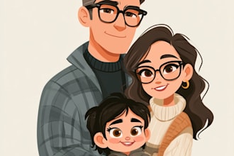 create a portrait in disney cartoon illustration for gift
