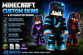 create custom minecraft skins and 3d minecraft character designs
