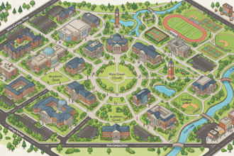 design custom campus maps, university maps, wayfinding maps and school maps
