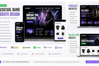 musician website bandzoogle podcast website promotions hopify website sellfy