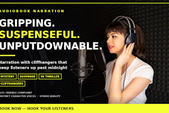 narrate and produce your complete audiobook, mastered and audible ready