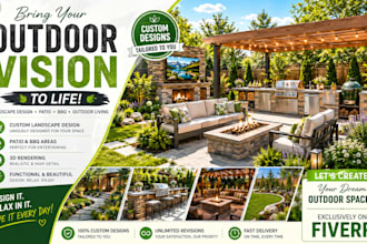 luxury landscape 3d rendering  patio  outdoor BBQ design