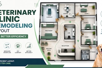 create a veterinary clinic remodeling layout for better efficiency