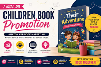 do children book promotion amazon kdp, book marketing kindle ebook sales funnel