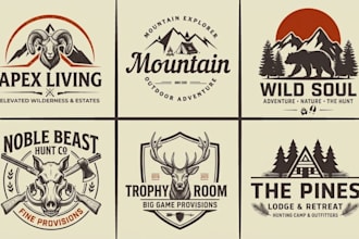 design vintage, outdoor adventure mountain and hunting logo