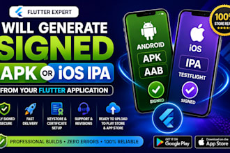 generate signed apk, aab or ios ipa from your flutter app