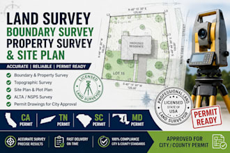 land survey, boundary survey, property survey and site plan ca tn sc MD permit
