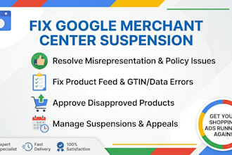 fix google merchant center suspension, misrepresentation, and gmc errors