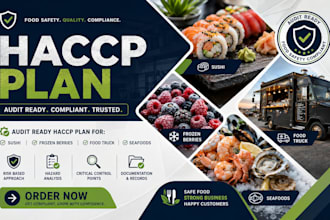 create audit ready haccp plan for sushi, frozen berries, food truck, seafoods