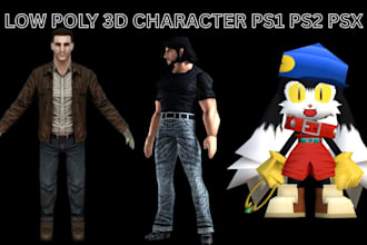 rig animate low poly 3d character in ps1 ps2 psx n64 for game and animation