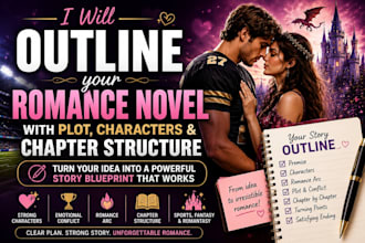 outline your romance novel with plot, characters and chapter structure