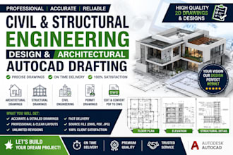 civil and structural engineering design, architectural autocad drafting