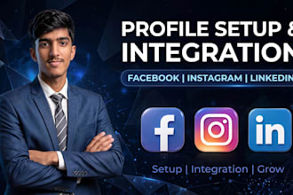 setup and integrate fb  instagram and linkedin profiles