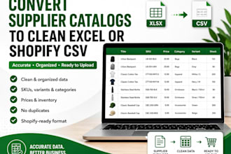 convert supplier catalogs to clean excel or shopify CSV