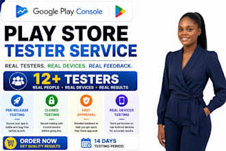 provide 12 or 20 testers for google play closed testing