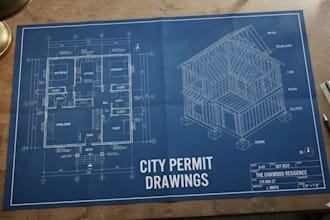 draft architectural blueprints and city permit drawings