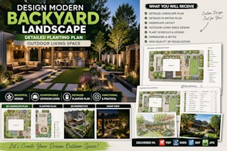 design modern backyard landscape detailed planting plan outdoor living space